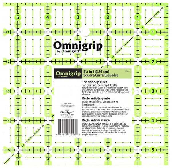 Omnigrip Clear Acrylic Ruler - 1 x 12 - Stitched Modern