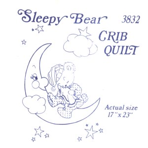 Aunt Martha 3832 - Sleepy Bear Crib Quilt