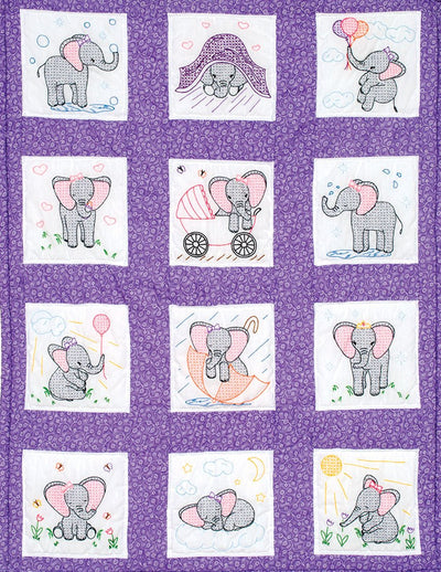 Elephants - 9" Pre-Printed Quilt Squares