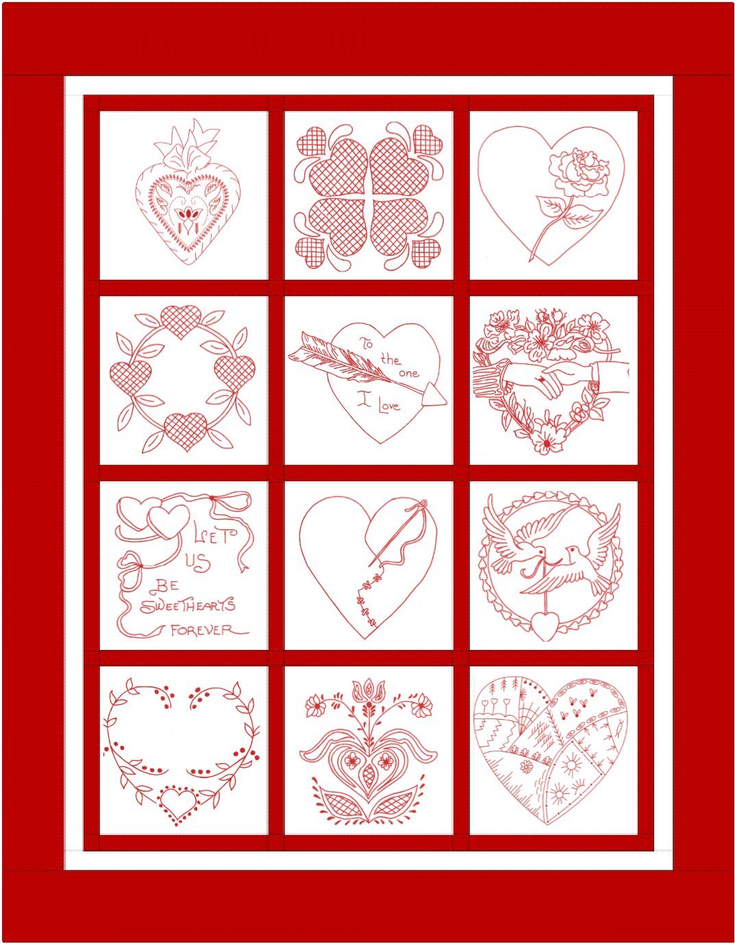 Block of the Month - Redwork - Grandma's Attic Quilting