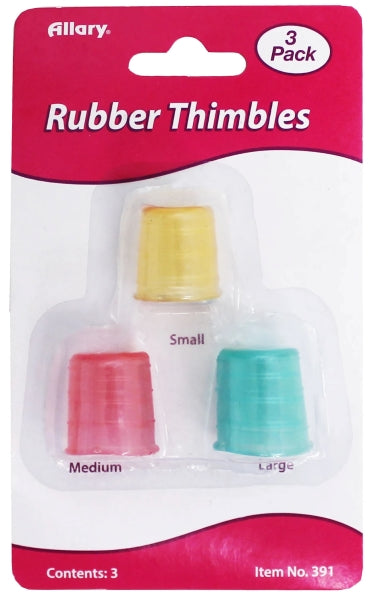 Allary - Rubber Thimbles Small / Medium / Large 3ct