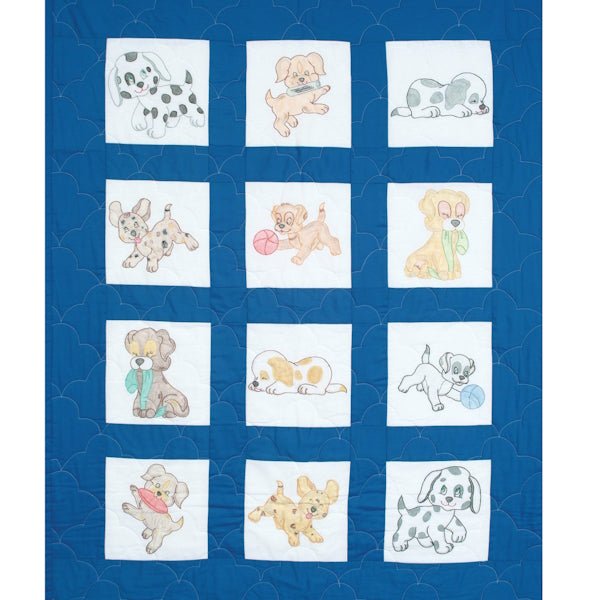 9" Quilt Squares - 300-24 Puppies - Grandma's Attic Quilting