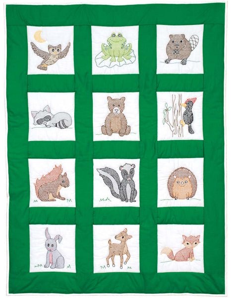 9" Quilt Squares - 300-744 Woodland Animals - Grandma's Attic Quilting