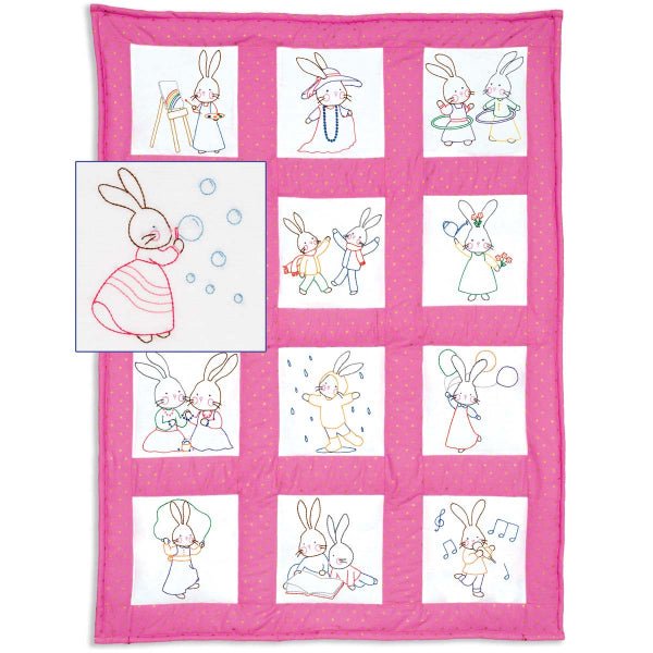 9" Quilt Squares - 300-820 Bunnies - Grandma's Attic Quilting
