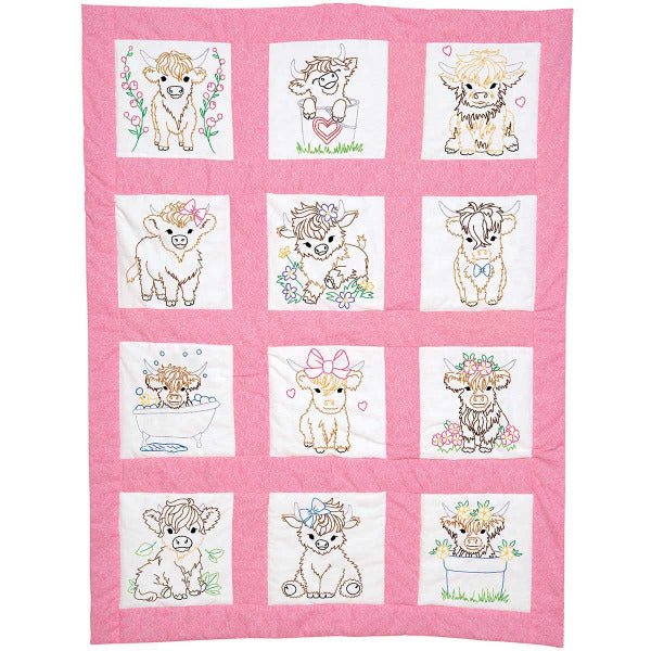 9" Quilt Squares - 300-854 Baby Highland Cows - Grandma's Attic Quilting