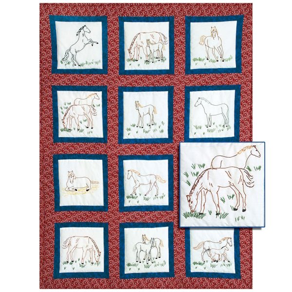 9" Quilt Squares - 737-342 Horses - Grandma&