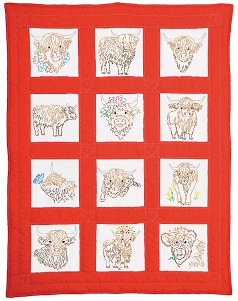 9" Quilt Squares - 737-973 Highland Cows - Grandma's Attic Quilting
