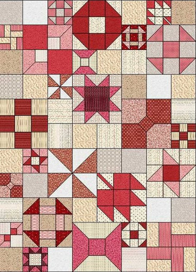 Antiquated Etiquette Block of the Month - Redwork Colorway