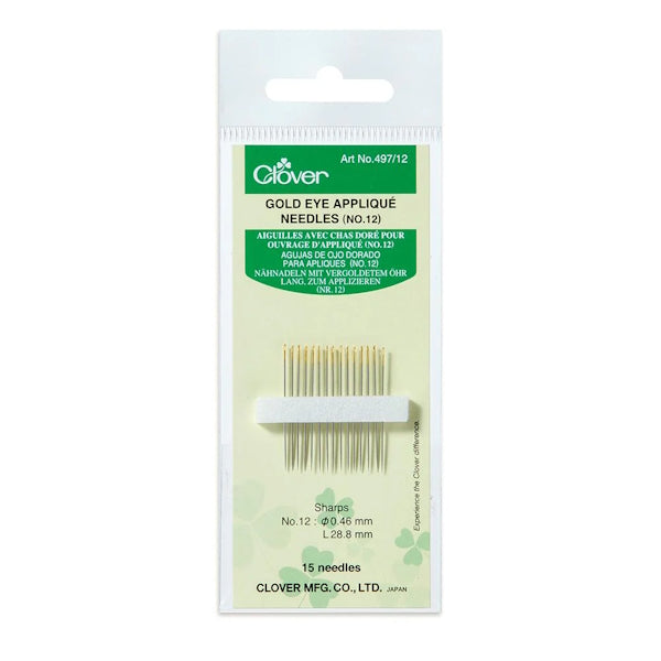 Clover - Gold Eye Applique Needles - Size 12