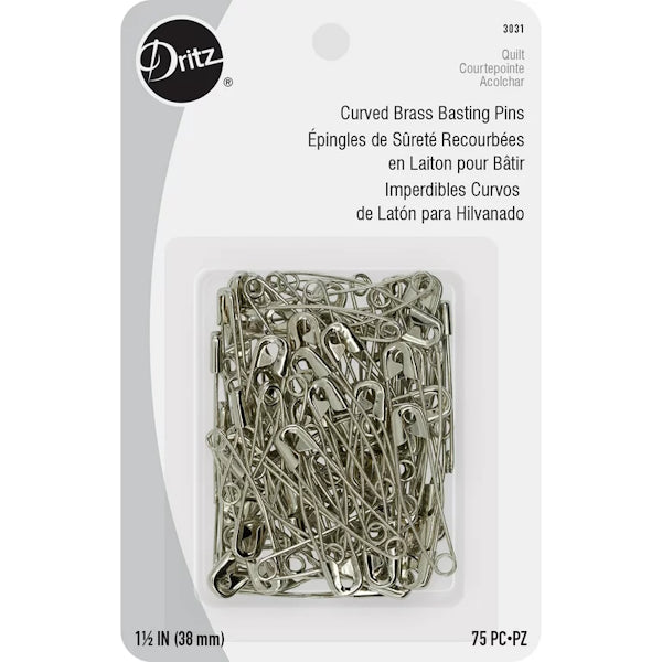 Dritz - Curved Brass Basting Pins – Grandma's Attic Quilting