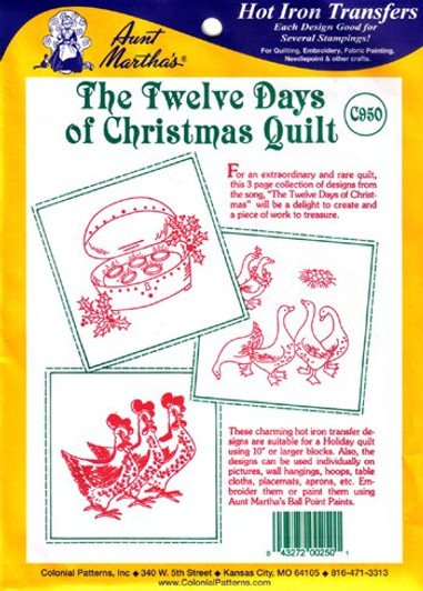 Aunt Martha's Special Edition Embroidery Transfer Pattern - Quilt Label