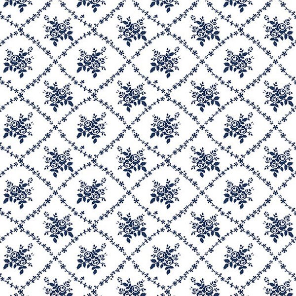 Benartex - 14648-50 White/Navy - Grandma&