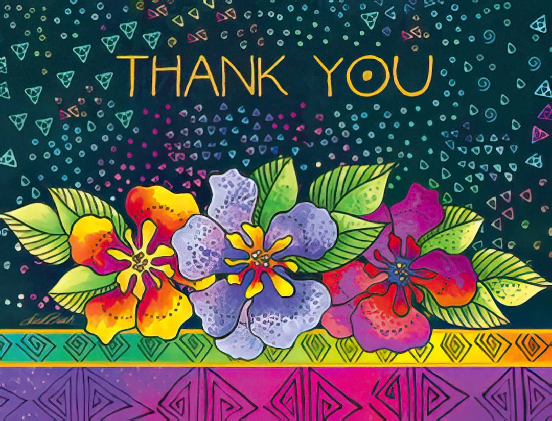 Brightly-Colored Flowers Thank You - Grandma's Attic Quilting