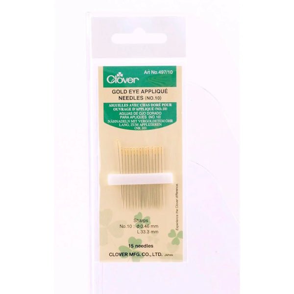 Clover - Gold Eye Applique Needles - Size 10 - Grandma&