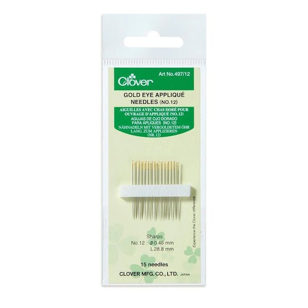 Clover - Gold Eye Applique Needles - Size 12 - Grandma&