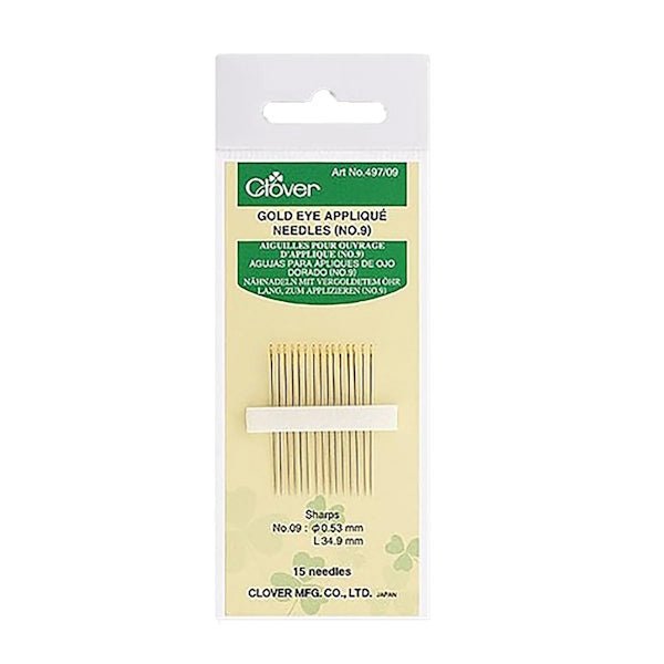Clover - Gold Eye Applique Needles - Size 9 - Grandma&