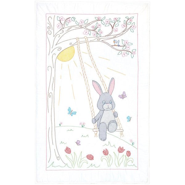 Crib Quilt Top - 4060-839 Swinging Bunny - Grandma's Attic Quilting