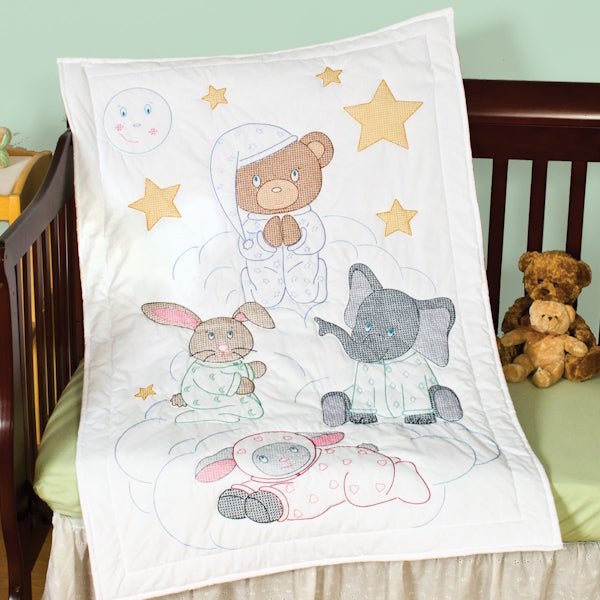 Crib Quilt Top - 4060-885 Praying Bear and Friends - Grandma's Attic Quilting