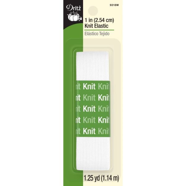 Dritz - White Knit Elastic 1in x 1-1/4yds - Grandma's Attic Quilting