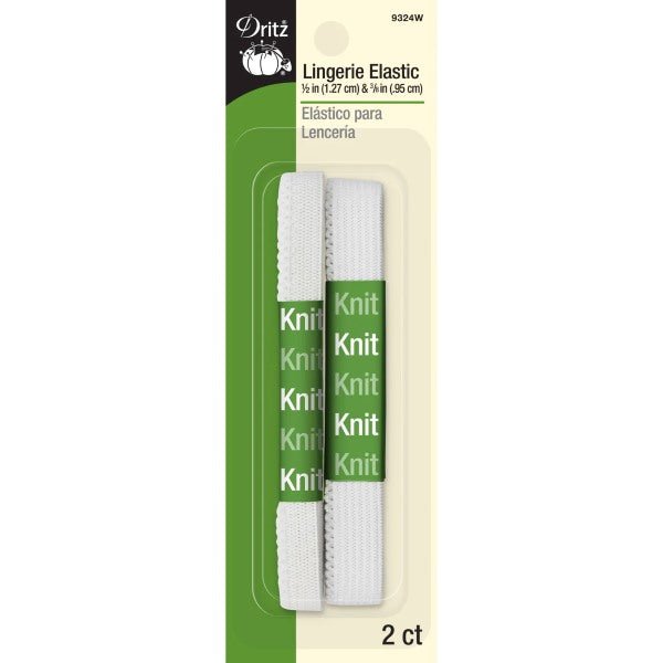 Dritz - White Lingerie Elastic 1/2in x 30in 3/8in x 54in - Grandma's Attic Quilting
