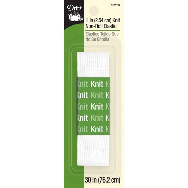 Dritz - White Non-Roll Knit Elastic 1in x 30in - Grandma's Attic Quilting