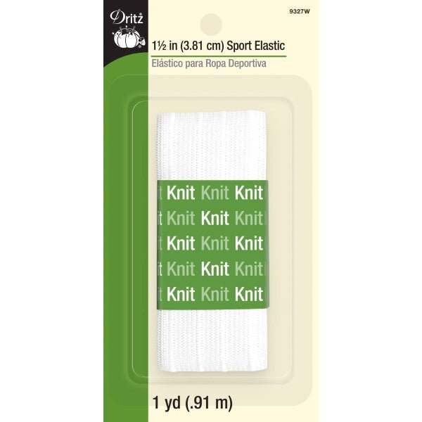Dritz - White Sport Elastic 1-1/2in x 1yd - Grandma's Attic Quilting