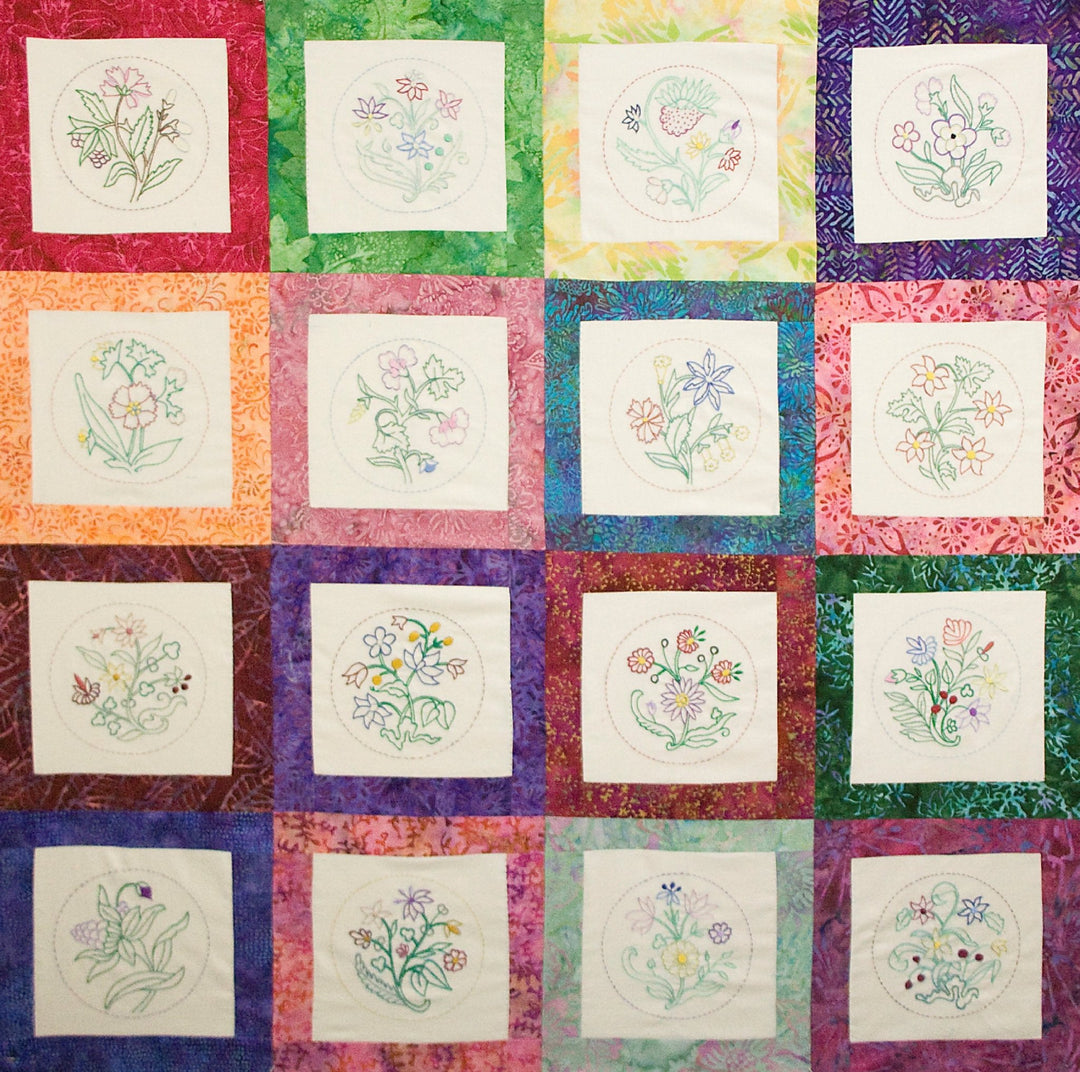 English Flower Garden Embroidery Block of the Month Club - Grandma's Attic Quilting