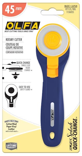 Olfa - Navy Splash Rotary Cutter (RTY2C) 45 mm - Grandma's Attic Quilting