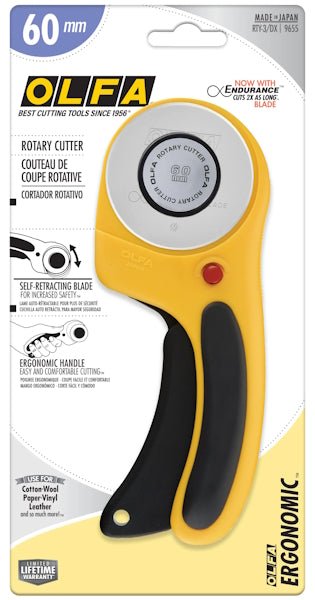 Olfa - Rotary Cutter (RTY3DX) 60 mm Extra Large - Grandma's Attic Quilting
