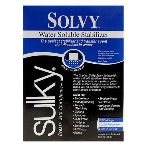 Sulky - Solvy Water Soluble Stabilizer - Grandma's Attic Quilting