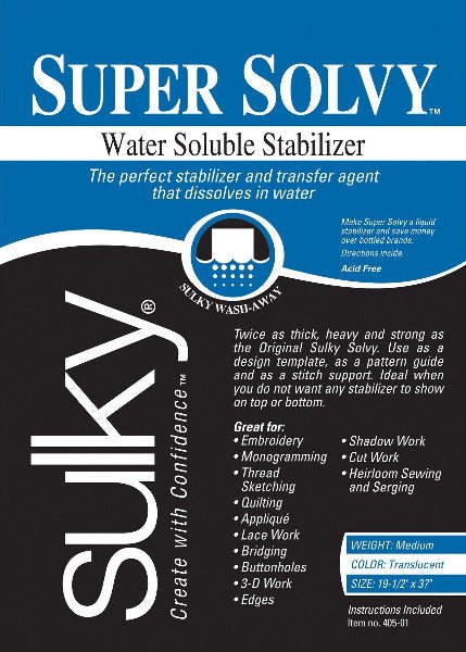 Sulky - Super Solvy Water Soluble Stabilizer - Grandma&