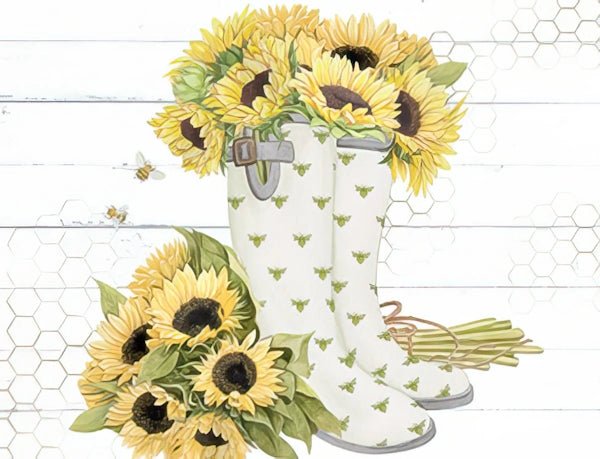 Sunflowers in Garden Boots - Grandma&