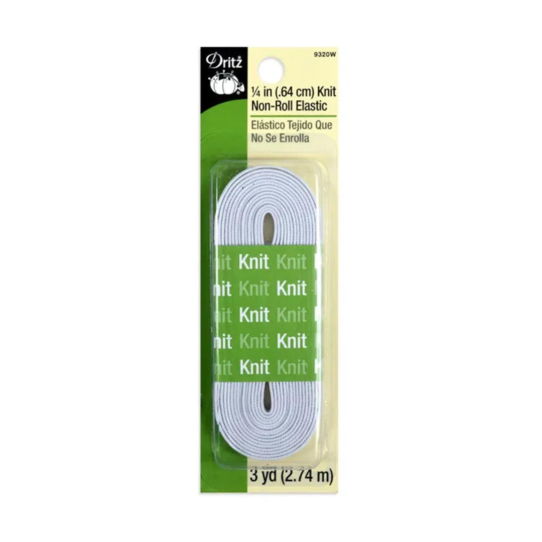 White Non-Roll Knit Elastic 1/4in x 3yds - Grandma's Attic Quilting
