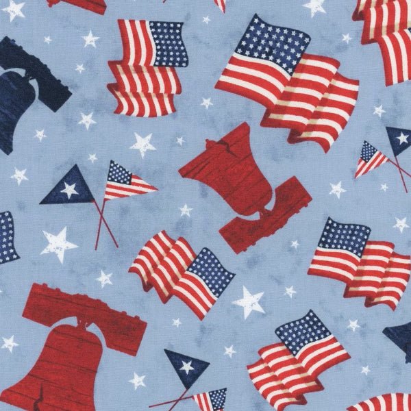 Wilmington Prints - 49362 413 Liberty Symbols Medium Blue - Grandma's Attic Quilting