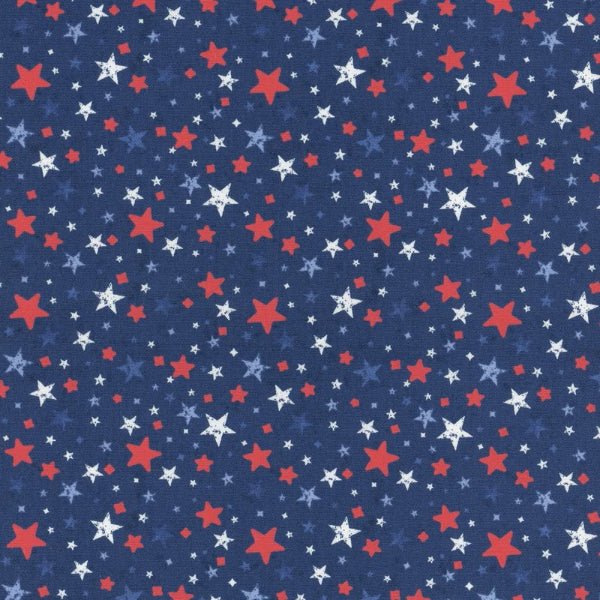 Wilmington Prints - 49365 414 Star Toss Navy - Grandma's Attic Quilting