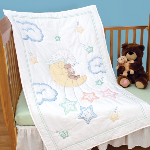 Jack Dempsey - 4060-113 Bear on the Moon Crib Quilt Top