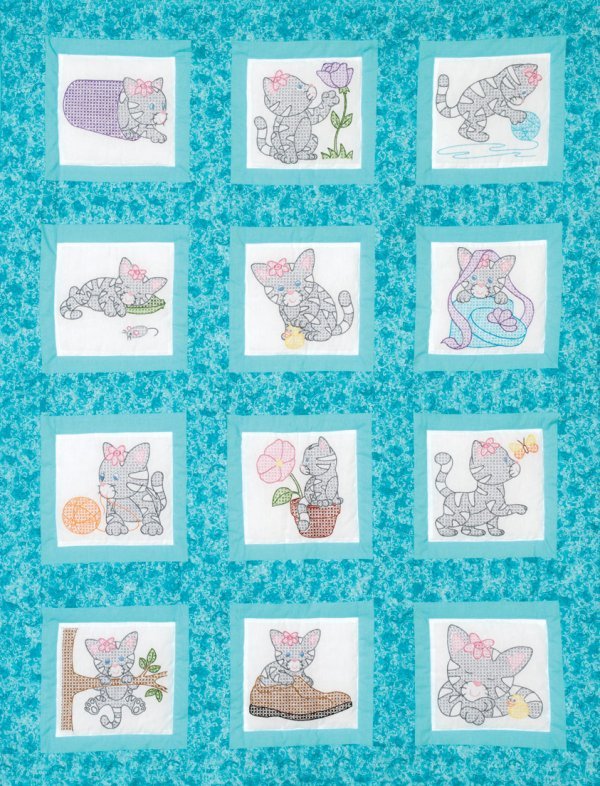 9" Quilt Squares - 737-679 Kittens - Grandma's Attic Quilting
