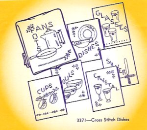 Aunt Martha 3371 - Cross Stitch Dishes