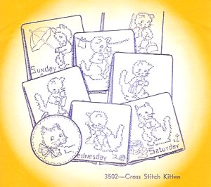 Aunt Martha 3502 - Cross Stitch Kitten