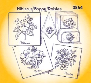 Aunt Martha 3864 - Hibiscus, Poppy, Daisies