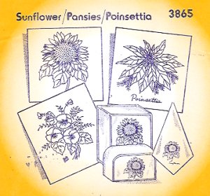 Aunt Martha 3865 - Sunflower, Pansies, Poinsettia