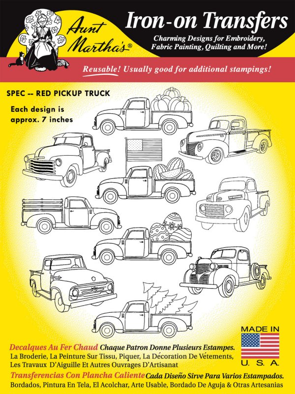 Aunt Martha 4041 - Retro Red Pickup Truck