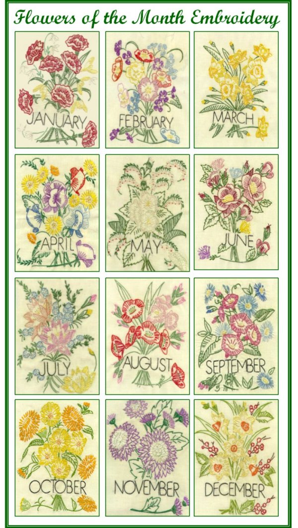 Flowers of the Month Embroidery