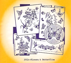 Aunt Martha 3763 - Flowers & Butterflies