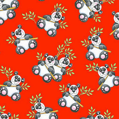 Henry Glass - 9455-88 Pandas on Red