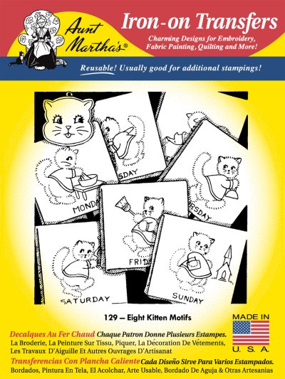Aunt Martha 129 - Eight Kitten Motifs