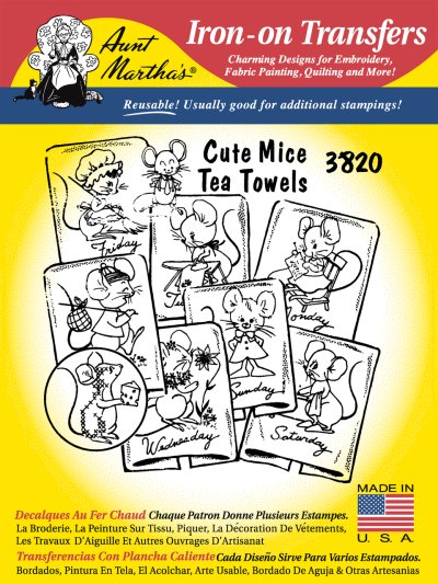 Aunt Martha 3820 - Cute Mice Tea Towels
