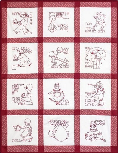 Rhyme Time Redwork Quilt in Red