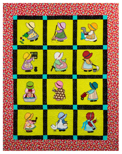 Sunbonnet Sue Block of the Month - Green Background