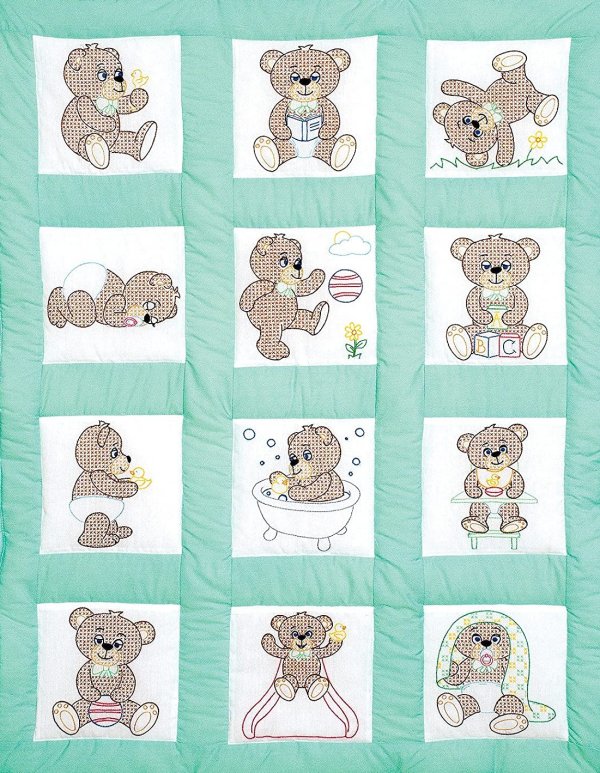 Teddy Bears 9" Pre-Printed Qult Squares